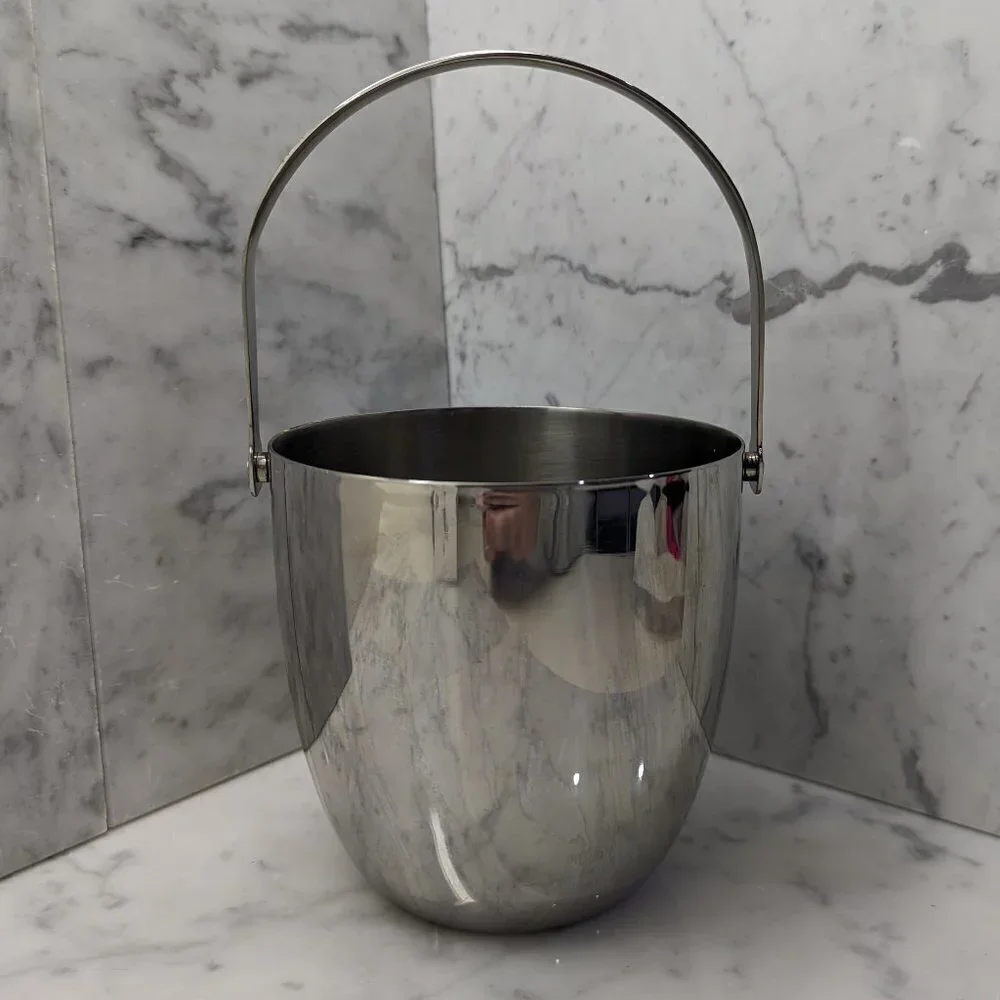 Vintage 1970's 18/10 stainless steel ice bucket, Made in Italy